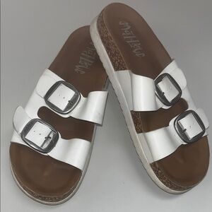 Mad Love White Sandals with Silver Buckles